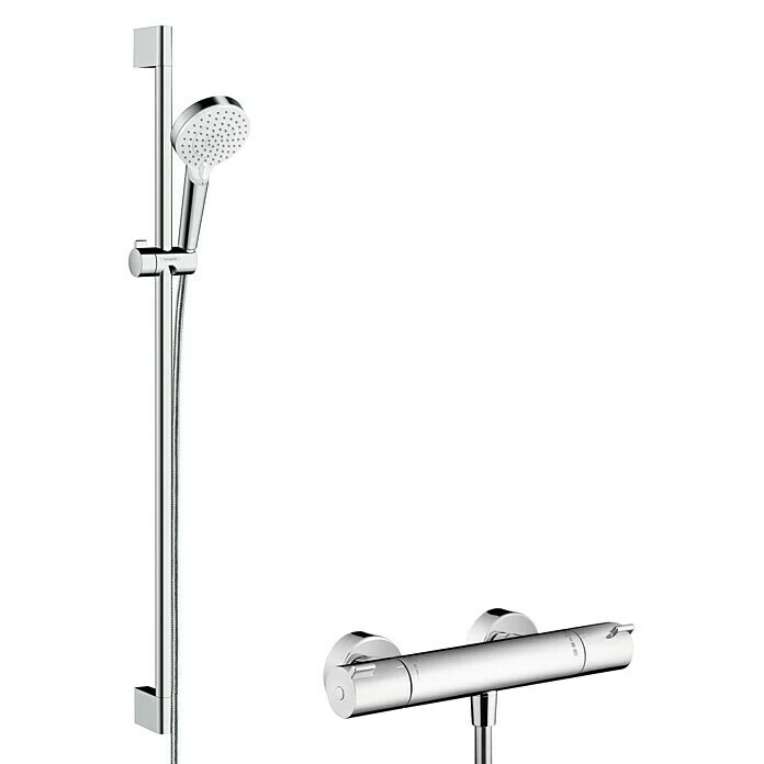 BAUHAUS Hansgrohe Crometta Brause-Set Vario/Ecostat 1001 CL Lochabstand: 91,5 Cm, Chrom/Weiß