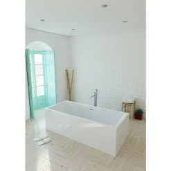 BAUHAUS Camargue Freistehende Badewanne Torino Cube L X B: 180 X 80 Cm, Sanitäracryl, Weiß