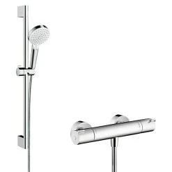 BAUHAUS Hansgrohe Crometta Brause-Set Vario/Ecostat 1001 SL Lochabstand: 62,5 Cm, Chrom
