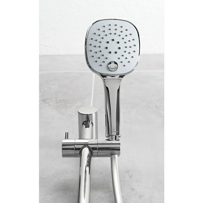 BAUHAUS Camargue Brausegarnitur Gratl Art Strahl: Kraftvoller Duschregen, Massageregen, Sanfter Duschregen Mit Luftumsprudeltem Duschregen, Chrom – Bild 3