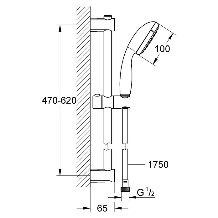 BAUHAUS Grohe Brausegarnitur Lochabstand: 47 Cm - 62 Cm, Art Strahl: Rainstrahl, Jetstrahl, Chrom, Anzahl Strahlarten: 2 Stk. – Bild 5