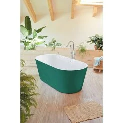 BAUHAUS Camargue Freistehende Badewanne Torino L X B: 170 X 80 Cm, 268 L, Sanitäracryl, Grün/Weiß