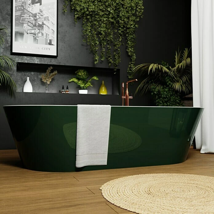 BAUHAUS Camargue Freistehende Badewanne Torino L X B: 170 X 80 Cm, 268 L, Sanitäracryl, Grün/Weiß – Bild 6